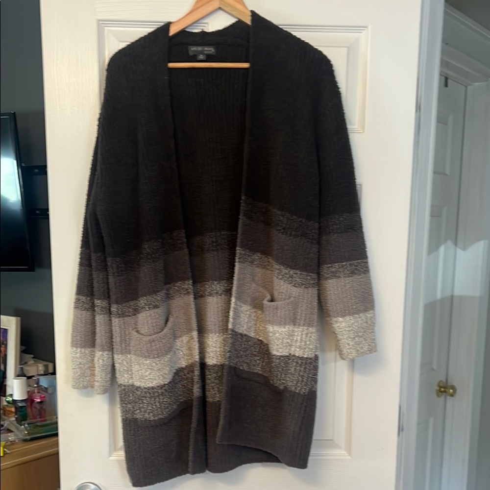 Barefoot Dreams Cozy Black and Gray Cardigan